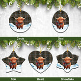 McKenzie Weathered Tartan Christmas Ceramic Ornament - Highland Cows Snow Style